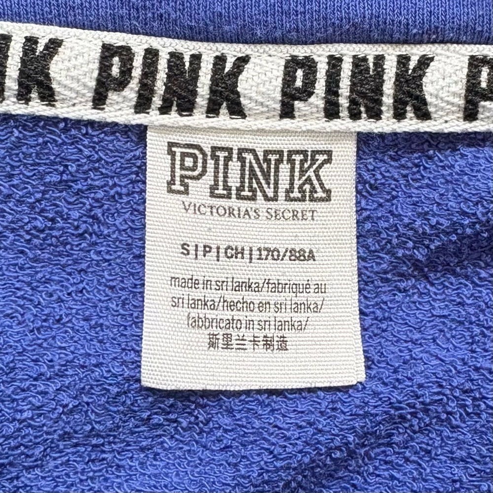 VICTORIA’S SECRET PINK Blue Quarter Snap Pullover Sweatshirt Small Logo - Picture 3 of 9